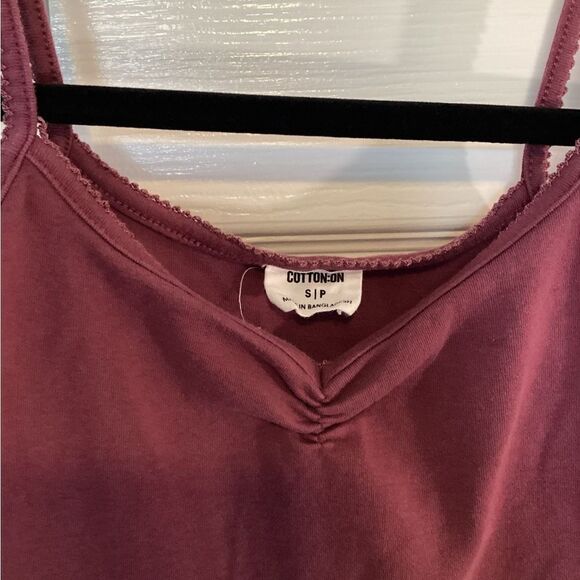 Cotton: On - Dark Mauve Spaghetti Strap Crop Tank Top - Sz Small - Picture 5 of 6